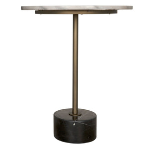 Noir Santosha Side Table - Bianco Crown Marble Top with Aged Brass Frame for Modern & Timeless Elegance GTAB9013AB-W