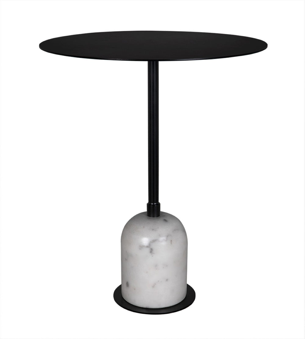 Noir Letitia Side Table - Luxurious Marble & Matte Black Iron Accent for Modern and Timeless Style GTAB9014MTB