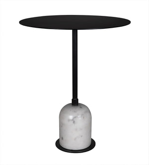 Noir Letitia Side Table - Luxurious Marble & Matte Black Iron Accent for Modern and Timeless Style GTAB9014MTB
