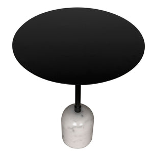 Noir Letitia Side Table - Luxurious Marble & Matte Black Iron Accent for Modern and Timeless Style GTAB9014MTB