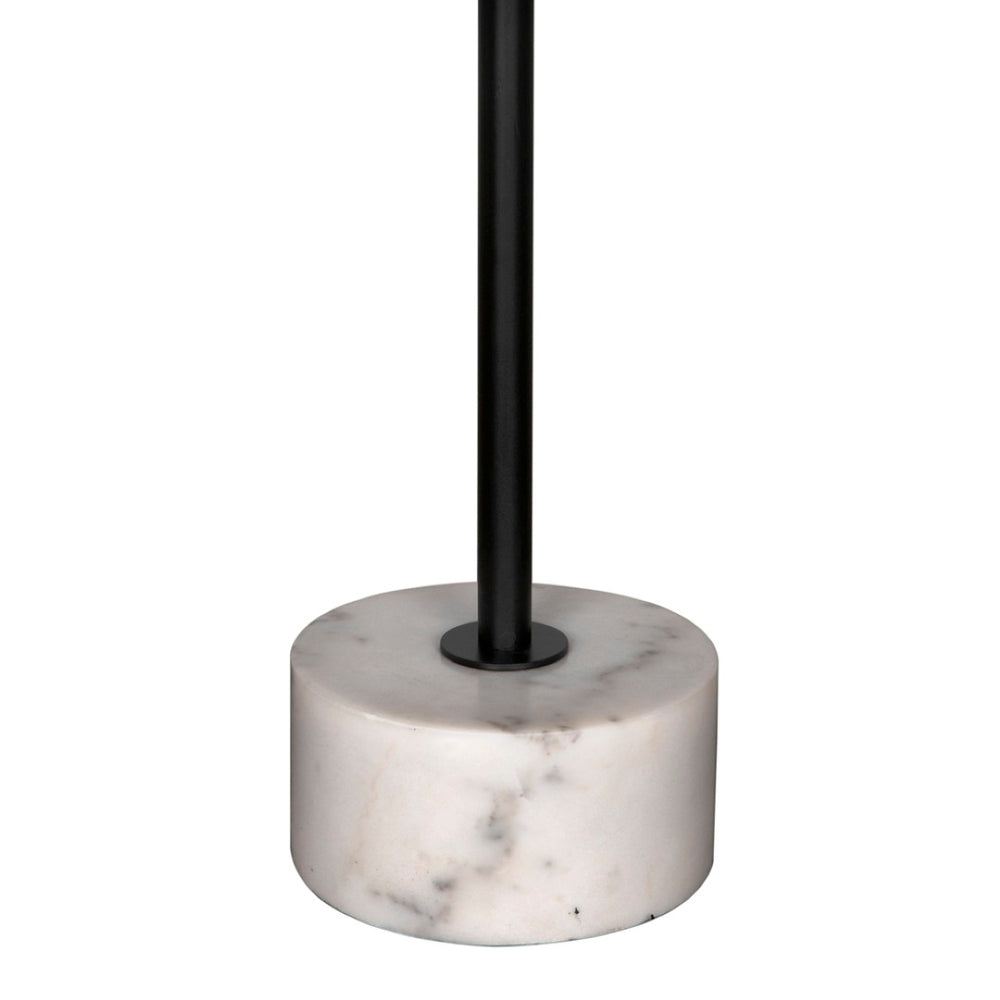 Noir Govinda Industrial Side Table with White Marble Base - Elegant Accent for Modern Living Spaces GTAB9015MTB