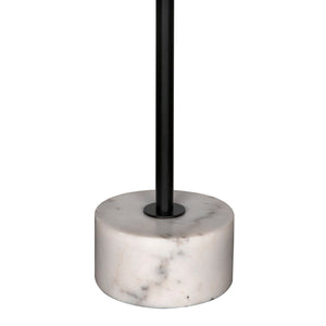 Noir Govinda Industrial Side Table with White Marble Base - Elegant Accent for Modern Living Spaces GTAB9015MTB