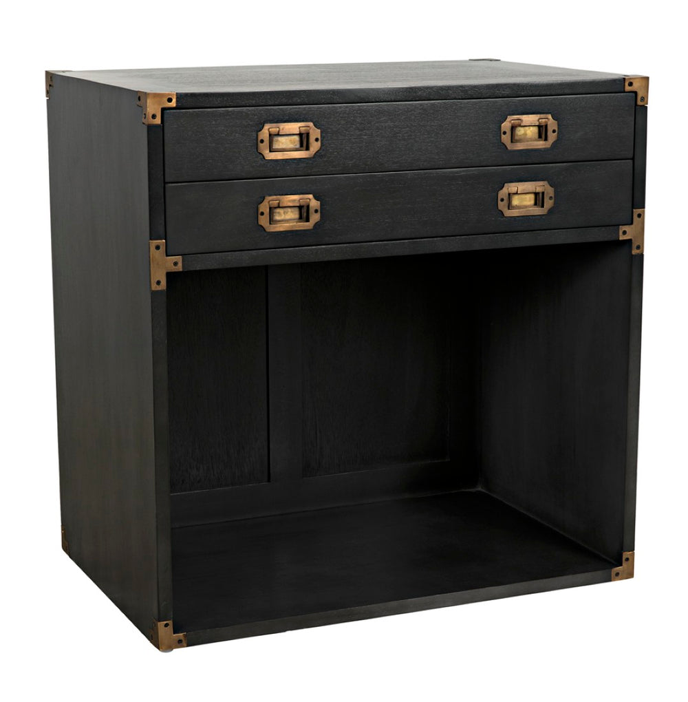 Noir Campaign Chest, Pale - Elegant Mahogany Side Table with Three Drawers for Stylish Storage Solutions GTAB901P