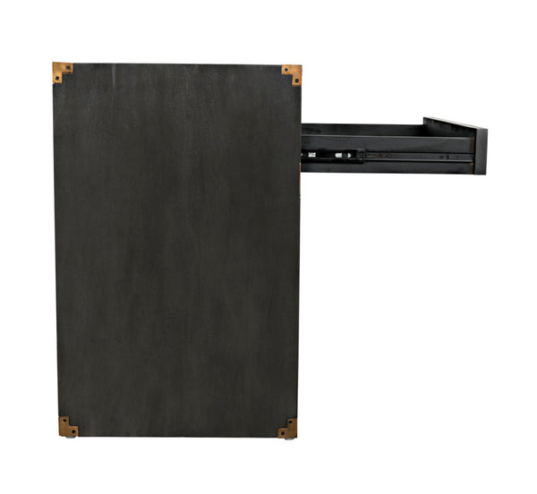 Noir Campaign Chest, Pale - Elegant Mahogany Side Table with Three Drawers for Stylish Storage Solutions GTAB901P