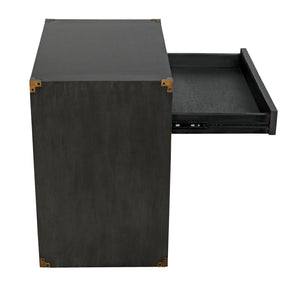 Noir Campaign Chest, Pale - Elegant Mahogany Side Table with Three Drawers for Stylish Storage Solutions GTAB901P