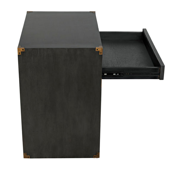 Noir Campaign Chest, Pale - Elegant Mahogany Side Table with Three Drawers for Stylish Storage Solutions GTAB901P