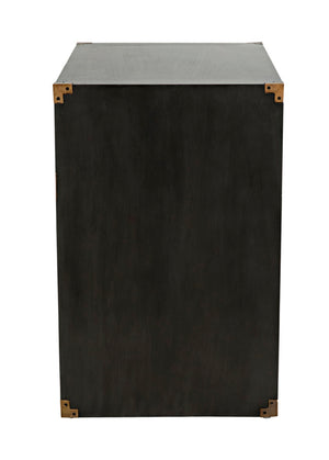 Noir Campaign Chest, Pale - Elegant Mahogany Side Table with Three Drawers for Stylish Storage Solutions GTAB901P
