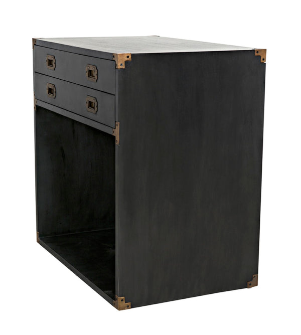 Noir Campaign Chest, Pale - Elegant Mahogany Side Table with Three Drawers for Stylish Storage Solutions GTAB901P
