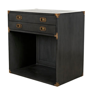 Noir Campaign Chest, Pale - Elegant Mahogany Side Table with Three Drawers for Stylish Storage Solutions GTAB901P