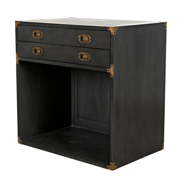 Noir Campaign Chest, Pale - Elegant Mahogany Side Table with Three Drawers for Stylish Storage Solutions GTAB901P