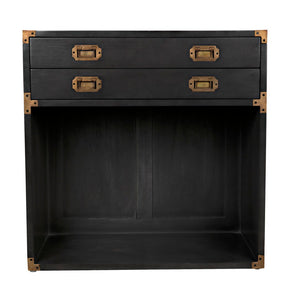 Noir Campaign Chest, Pale - Elegant Mahogany Side Table with Three Drawers for Stylish Storage Solutions GTAB901P
