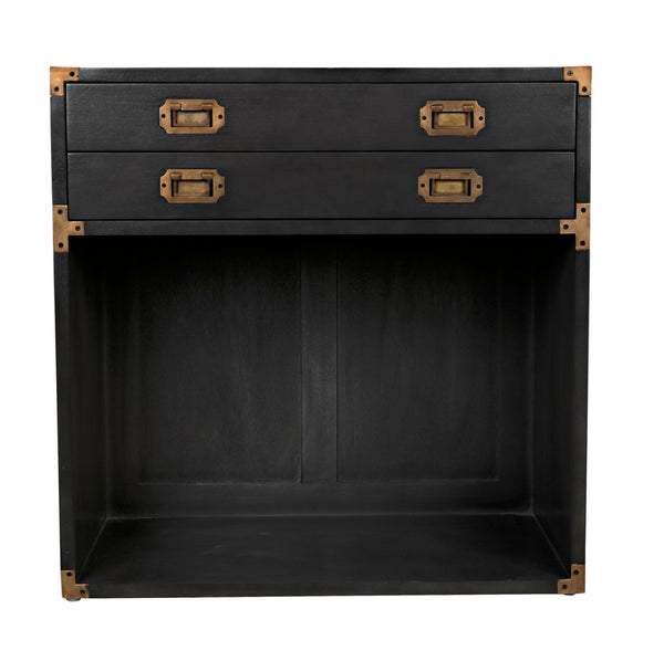 Noir Campaign Chest, Pale - Elegant Mahogany Side Table with Three Drawers for Stylish Storage Solutions GTAB901P