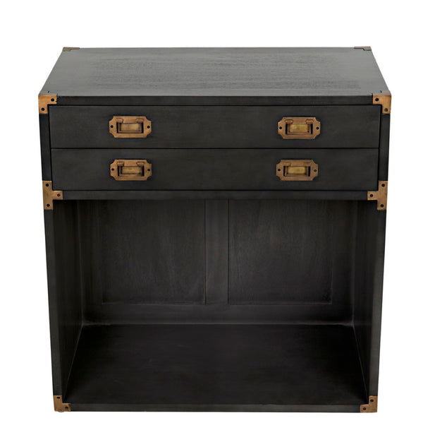 Noir Campaign Chest, Pale - Elegant Mahogany Side Table with Three Drawers for Stylish Storage Solutions GTAB901P