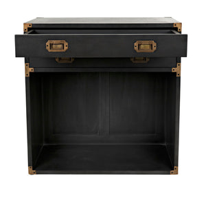 Noir Campaign Chest, Pale - Elegant Mahogany Side Table with Three Drawers for Stylish Storage Solutions GTAB901P