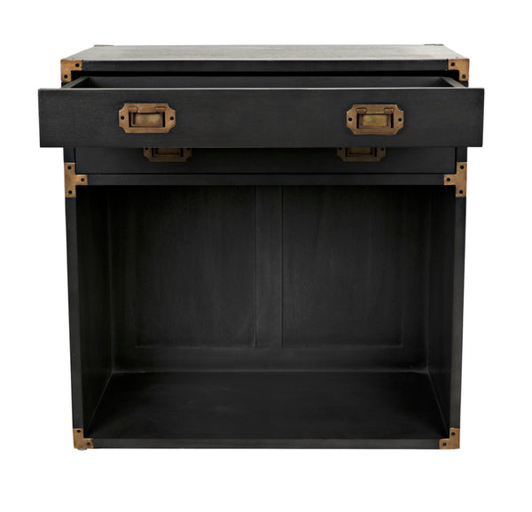 Noir Campaign Chest, Pale - Elegant Mahogany Side Table with Three Drawers for Stylish Storage Solutions GTAB901P