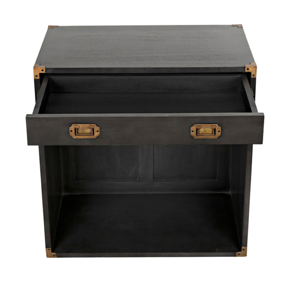Noir Campaign Chest, Pale - Elegant Mahogany Side Table with Three Drawers for Stylish Storage Solutions GTAB901P