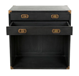 Noir Campaign Chest, Pale - Elegant Mahogany Side Table with Three Drawers for Stylish Storage Solutions GTAB901P