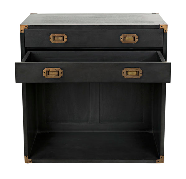 Noir Campaign Chest, Pale - Elegant Mahogany Side Table with Three Drawers for Stylish Storage Solutions GTAB901P