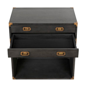 Noir Campaign Chest, Pale - Elegant Mahogany Side Table with Three Drawers for Stylish Storage Solutions GTAB901P