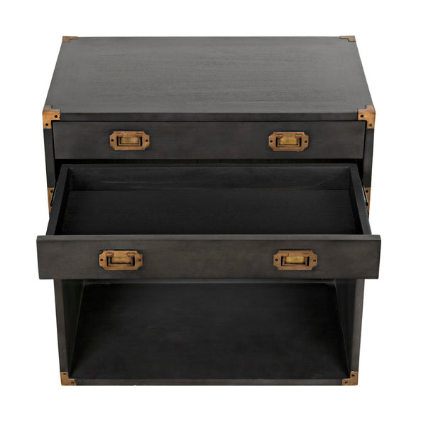 Noir Campaign Chest, Pale - Elegant Mahogany Side Table with Three Drawers for Stylish Storage Solutions GTAB901P
