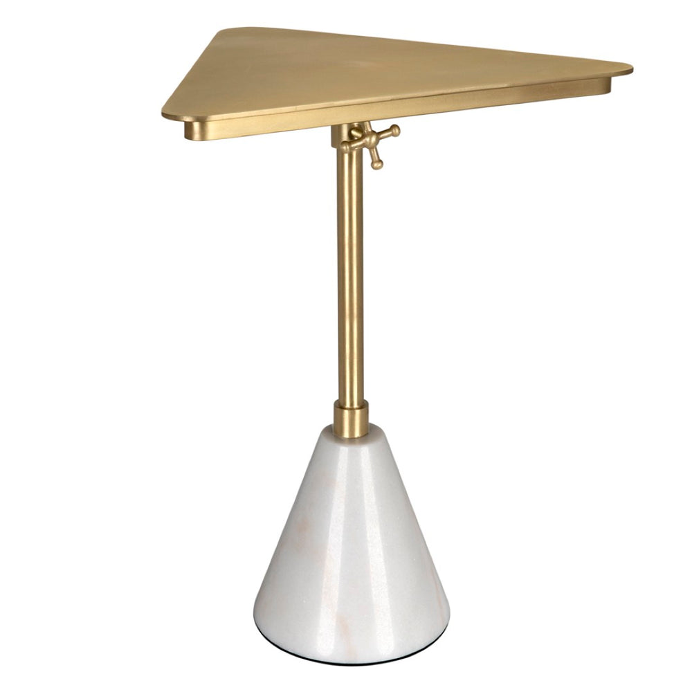 Noir Darwin Side Table - Industrial Elegance with Polished Marble Top, Antique Brass Frame & Compact Design GTAB9020MB