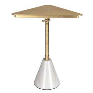 Noir Darwin Side Table - Industrial Elegance with Polished Marble Top, Antique Brass Frame & Compact Design GTAB9020MB
