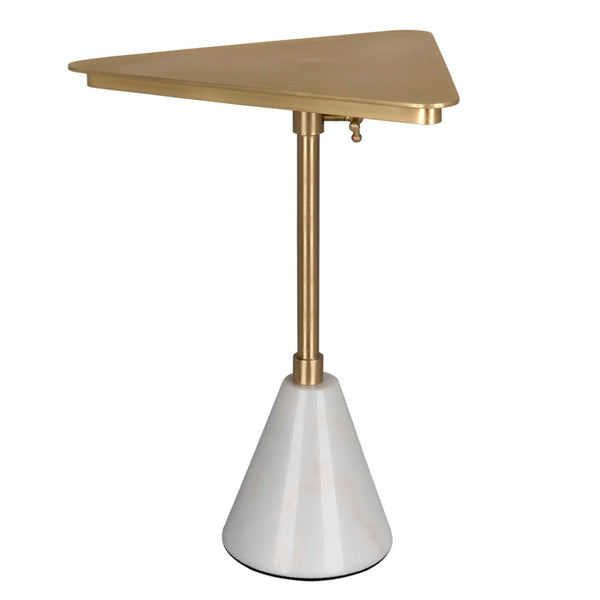 Noir Darwin Side Table - Industrial Elegance with Polished Marble Top, Antique Brass Frame & Compact Design GTAB9020MB