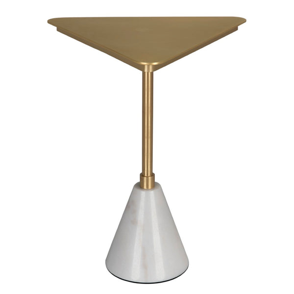 Noir Darwin Side Table - Industrial Elegance with Polished Marble Top, Antique Brass Frame & Compact Design GTAB9020MB