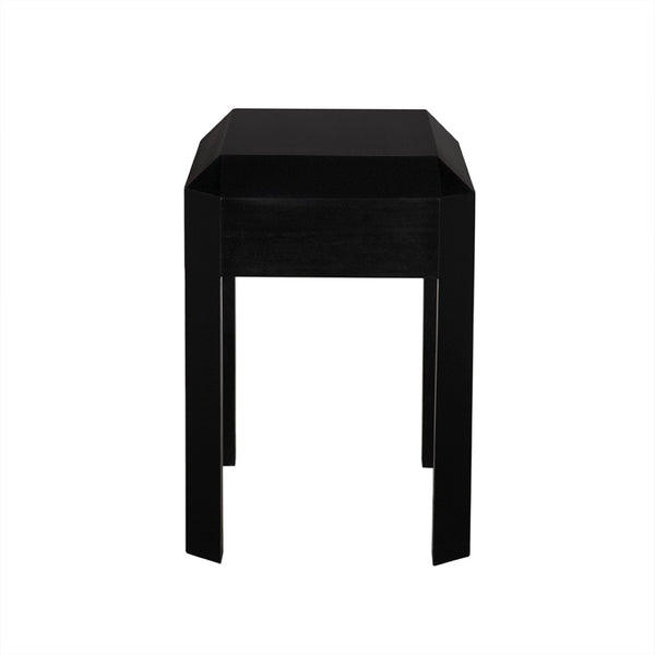 Noir Obtuse Side Table: Handcrafted Mahogany Accent Table with Drawer, Black Finish, Perfect for Any Room GTAB9021HB