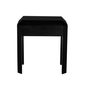 Noir Obtuse Side Table: Handcrafted Mahogany Accent Table with Drawer, Black Finish, Perfect for Any Room GTAB9021HB