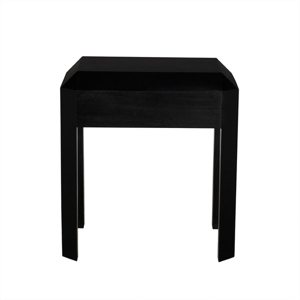 Noir Obtuse Side Table: Handcrafted Mahogany Accent Table with Drawer, Black Finish, Perfect for Any Room GTAB9021HB