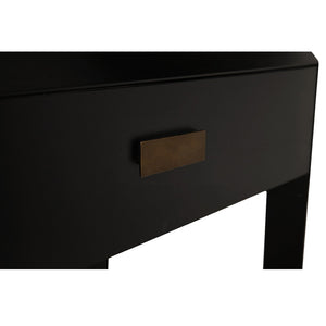 Noir Obtuse Side Table: Handcrafted Mahogany Accent Table with Drawer, Black Finish, Perfect for Any Room GTAB9021HB