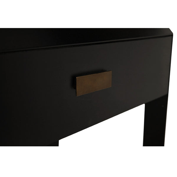 Noir Obtuse Side Table: Handcrafted Mahogany Accent Table with Drawer, Black Finish, Perfect for Any Room GTAB9021HB
