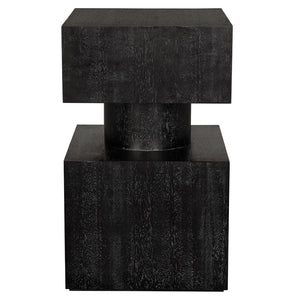 Noir Kingston Side Table - Modern Black Walnut Accent with Geometric Drawers for Stylish Storage Solutions GTAB9023BKW