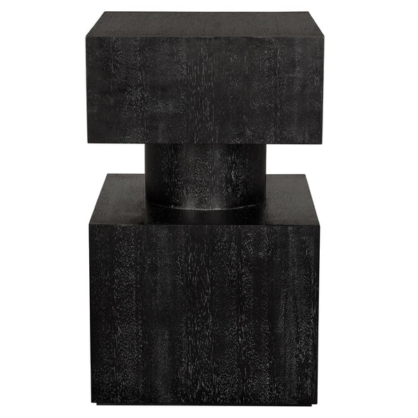 Noir Kingston Side Table - Modern Black Walnut Accent with Geometric Drawers for Stylish Storage Solutions GTAB9023BKW