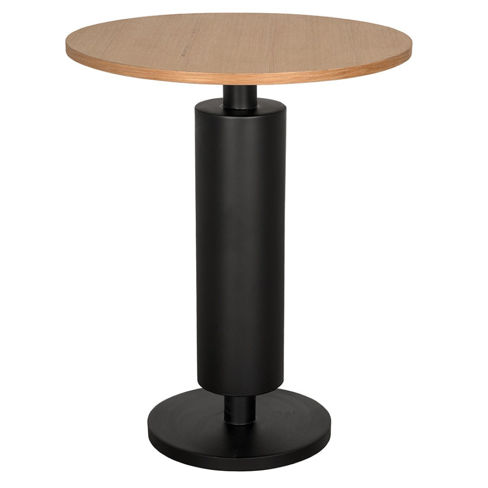 Noir Kensington Side Table - Modern White Oak Accent Table with Black Iron Base for Stylish Interiors GTAB9024MTB