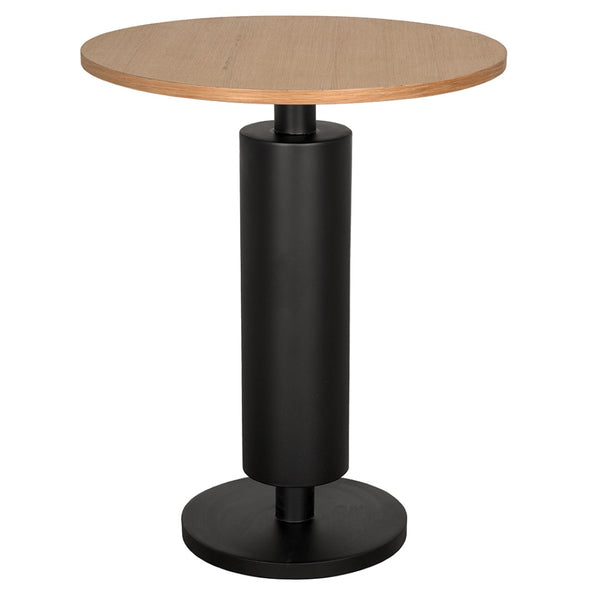 Noir Kensington Side Table - Modern White Oak Accent Table with Black Iron Base for Stylish Interiors GTAB9024MTB