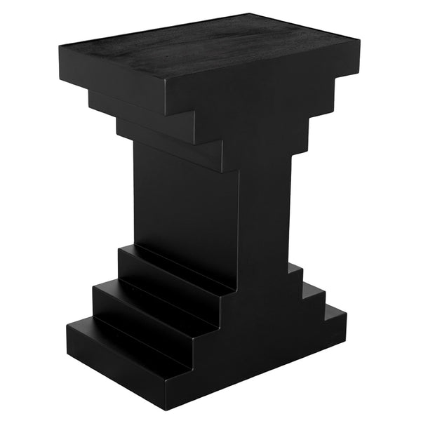 Noir Melbourne Sculptural Side Table - Bold Brutalist Design with Matte Black Finish for Modern Interiors GTAB9026BKW