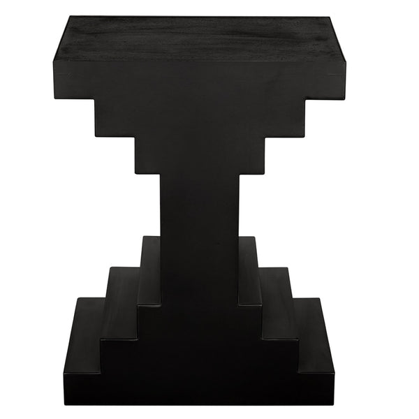 Noir Melbourne Sculptural Side Table - Bold Brutalist Design with Matte Black Finish for Modern Interiors GTAB9026BKW