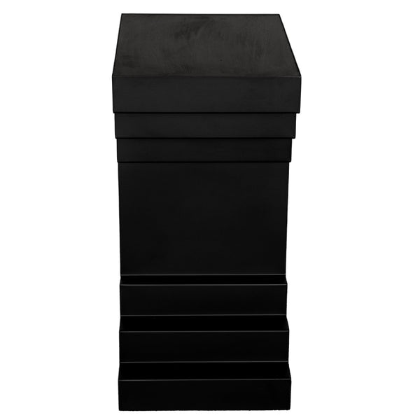 Noir Melbourne Sculptural Side Table - Bold Brutalist Design with Matte Black Finish for Modern Interiors GTAB9026BKW