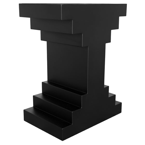 Noir Melbourne Sculptural Side Table - Bold Brutalist Design with Matte Black Finish for Modern Interiors GTAB9026BKW