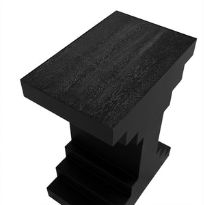 Noir Melbourne Sculptural Side Table - Bold Brutalist Design with Matte Black Finish for Modern Interiors GTAB9026BKW
