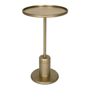 Noir Kurtz Brass Iron Pedestal Side Table Sculptural Tray Top for Modern Living Spaces GTAB9031MB