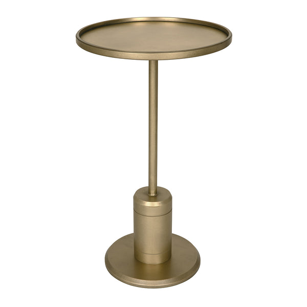 Noir Kurtz Brass Iron Pedestal Side Table Sculptural Tray Top for Modern Living Spaces GTAB9031MB