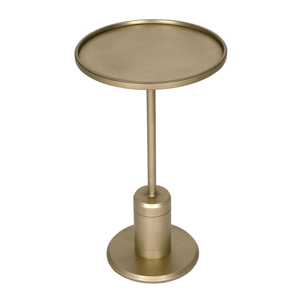 Noir Kurtz Brass Iron Pedestal Side Table Sculptural Tray Top for Modern Living Spaces GTAB9031MB