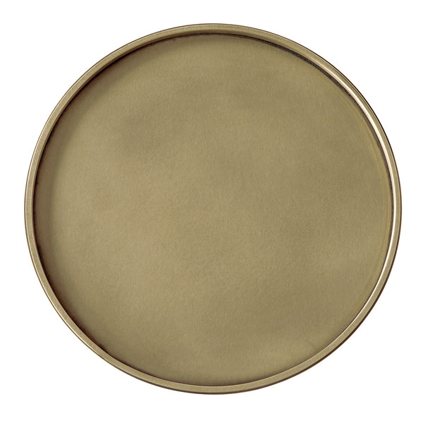 Kurtz Brass Iron Pedestal Side Table Sculptural Tray Top for Modern Living Spaces