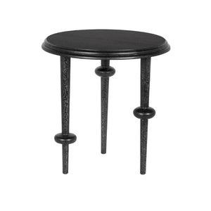 Foster Round Side Table with Turned Legs and Sculptural Folk Modern Living Room Appeal