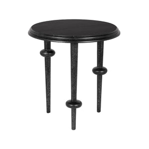 Foster Round Side Table with Turned Legs and Sculptural Folk Modern Living Room Appeal