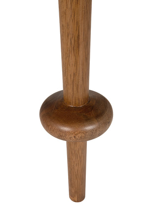 Foster Round Side Table with Turned Legs and Sculptural Folk Modern Living Room Appeal