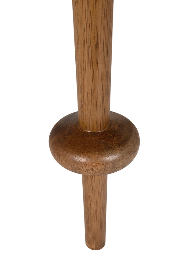 Foster Round Side Table with Turned Legs and Sculptural Folk Modern Living Room Appeal